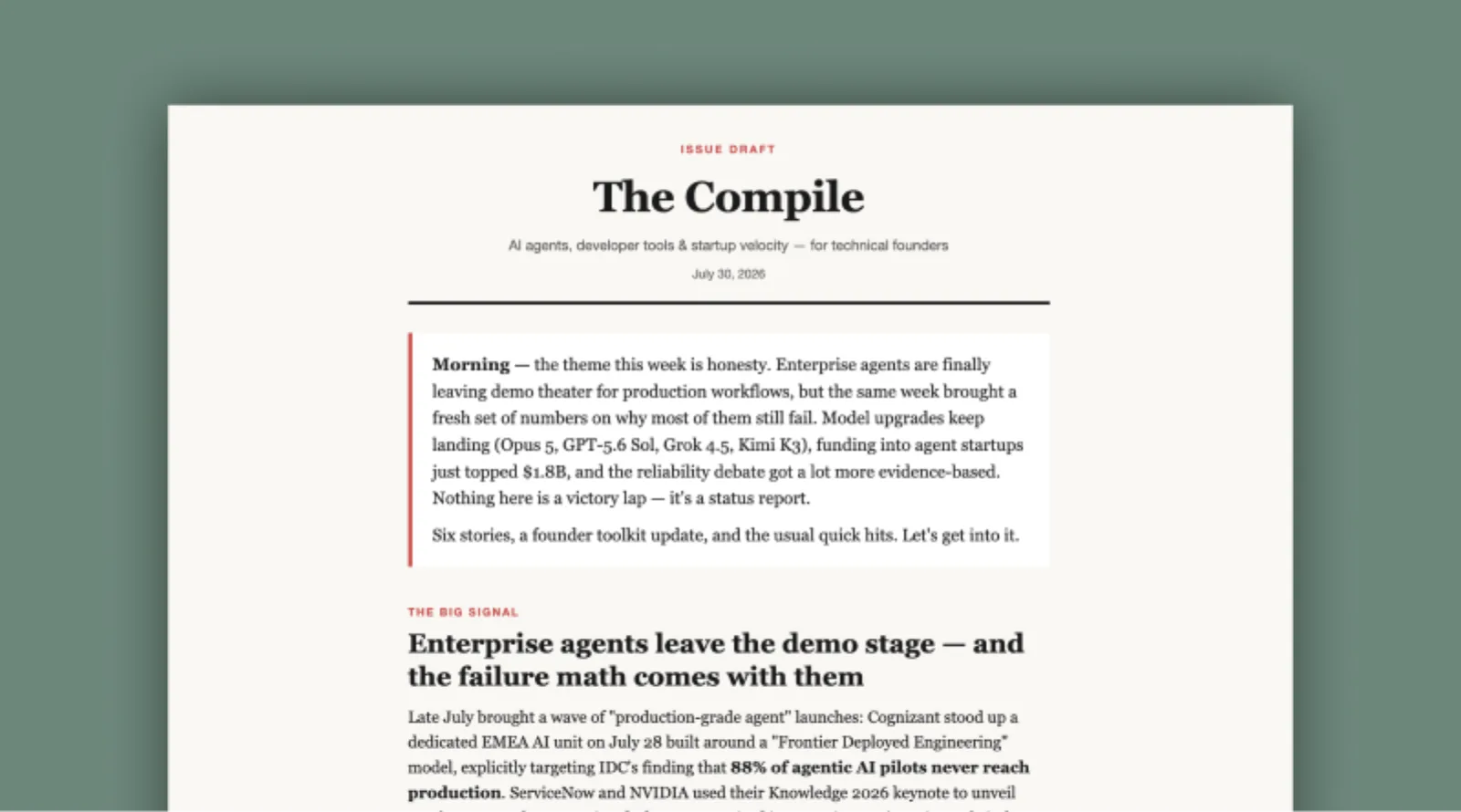 AI agent newsletter for founders