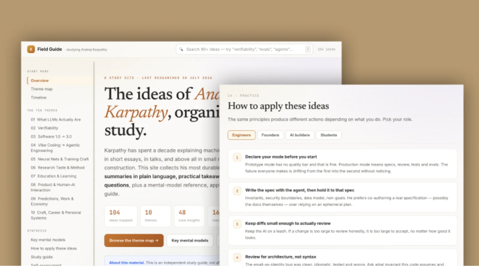 Build Karpathy ideas learning site