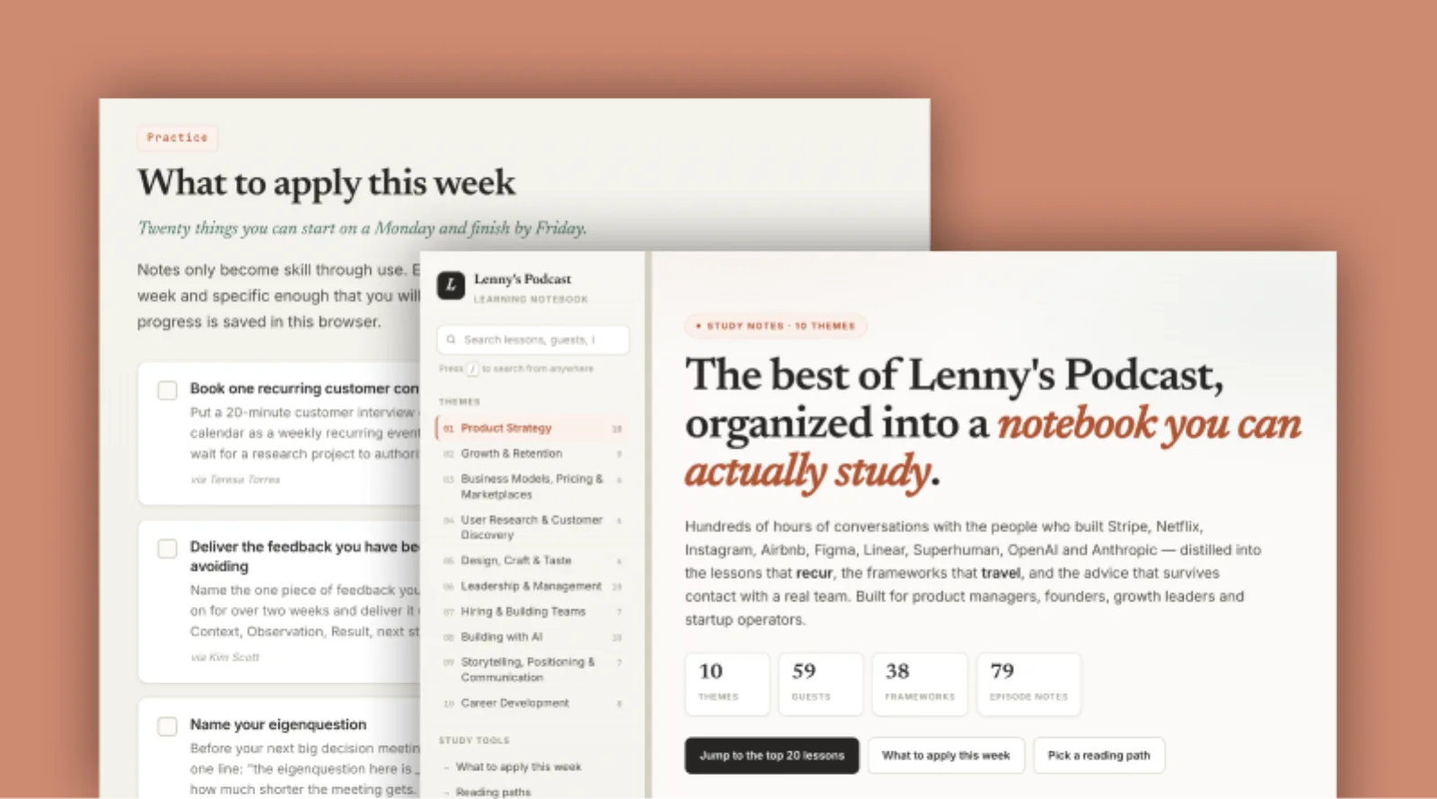 Build Lenny's Podcast learning notes site