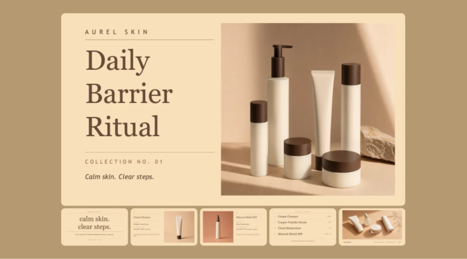Minimalist skincare product deck